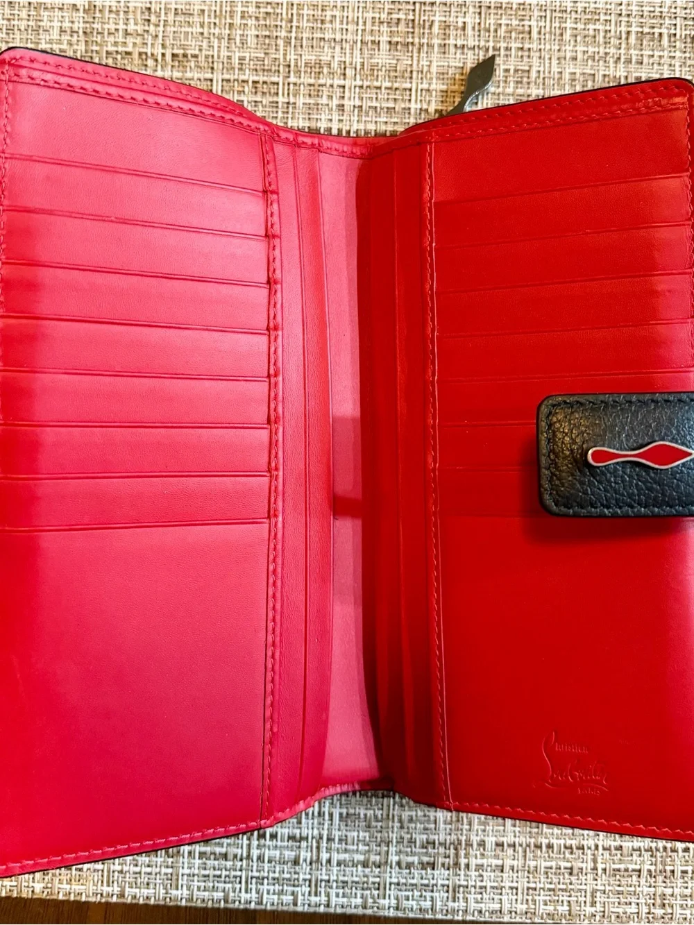 NWT Authentic Christian Louboutin Paloma Black Red Leather Wallet